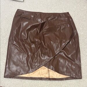 Windsor Chocolate Faux Leather Pencil Skirt